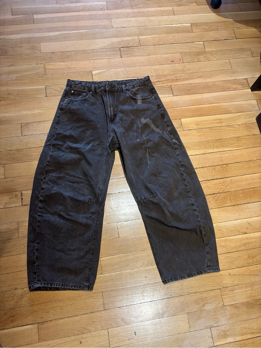 Zara Men's Wide-Leg / Baggy Dark Brown Denim Jeans